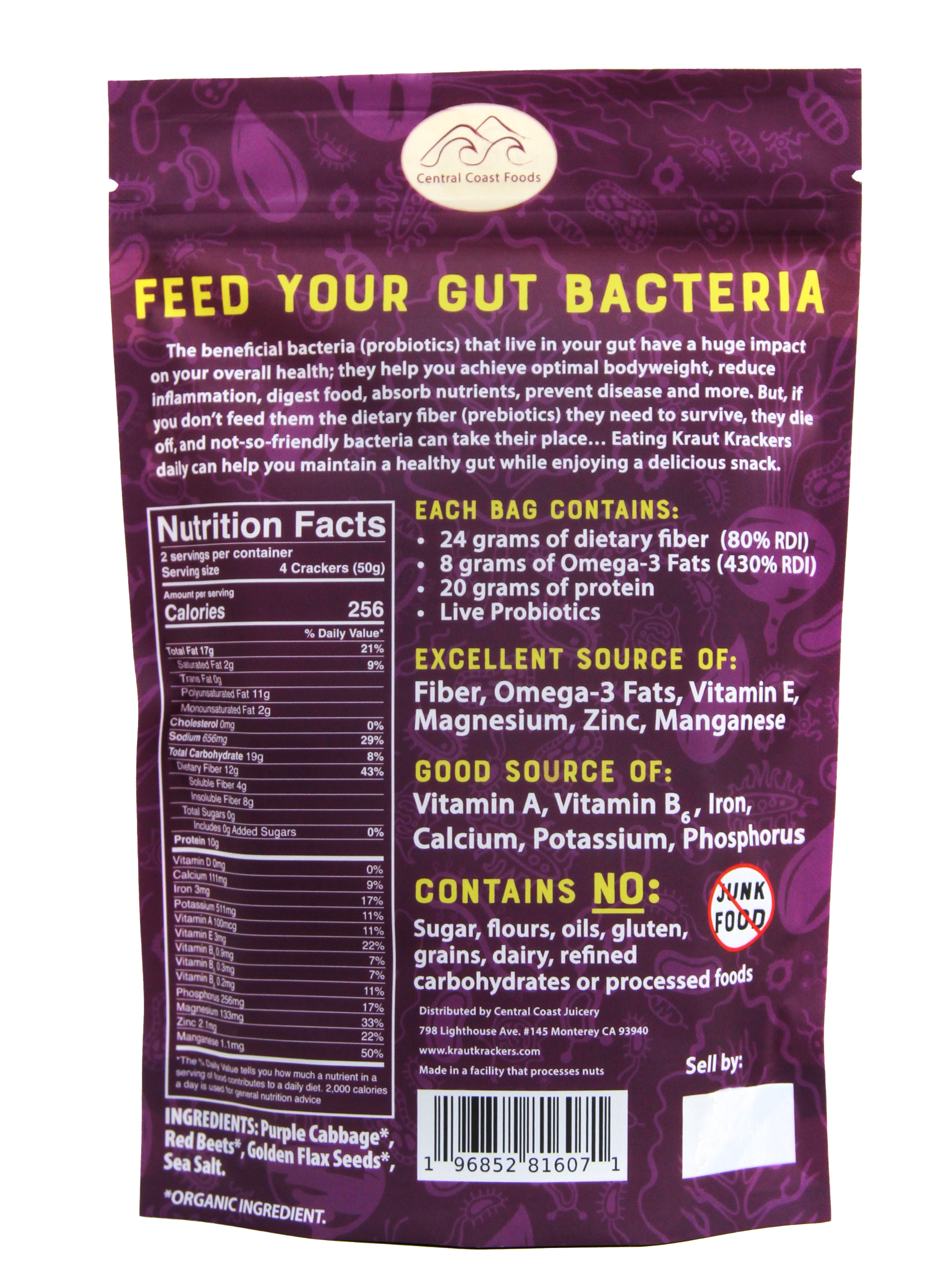 Back of the bag containing nutritional information