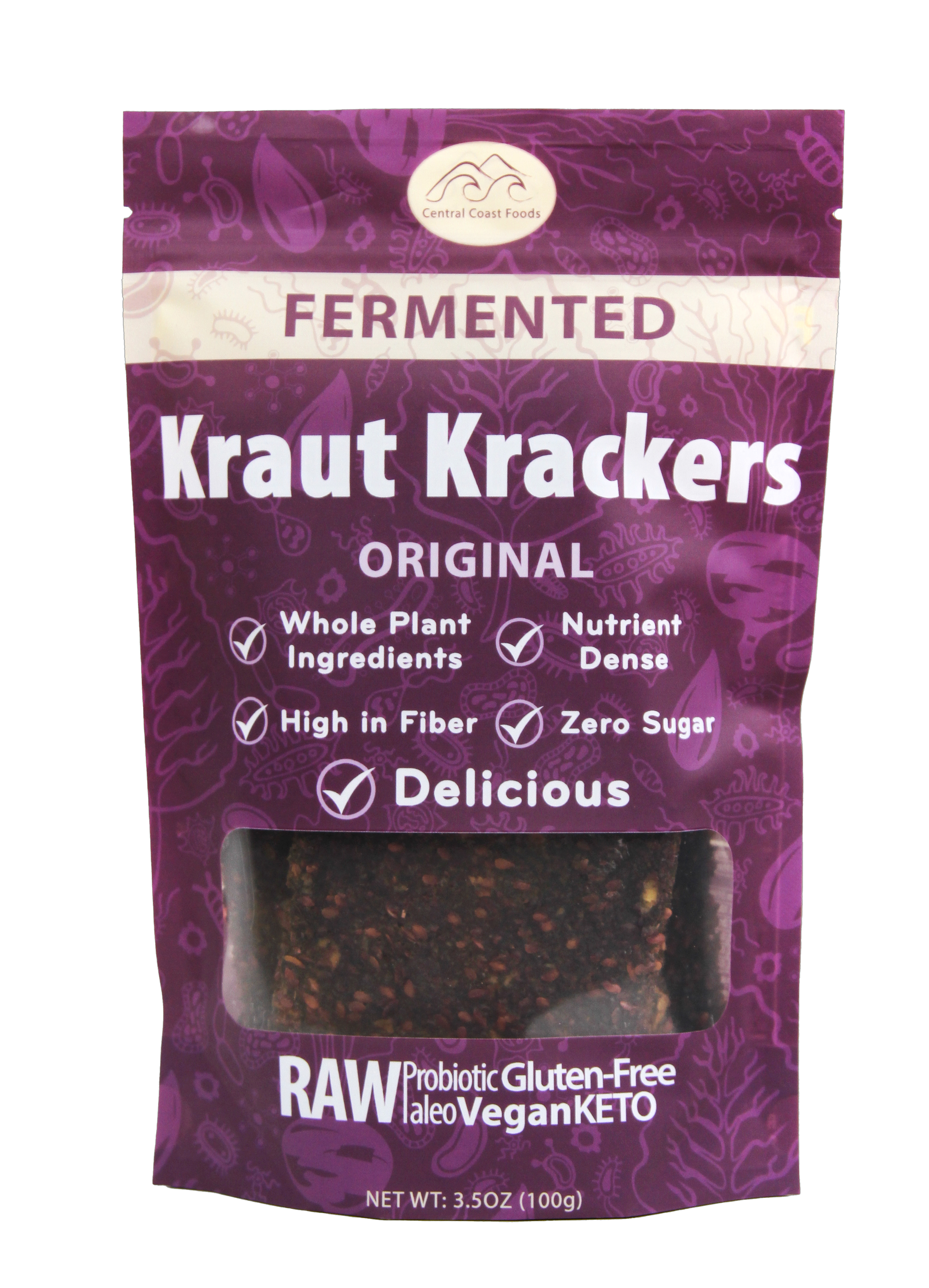 Front photo of a bag of Kraut Krackers