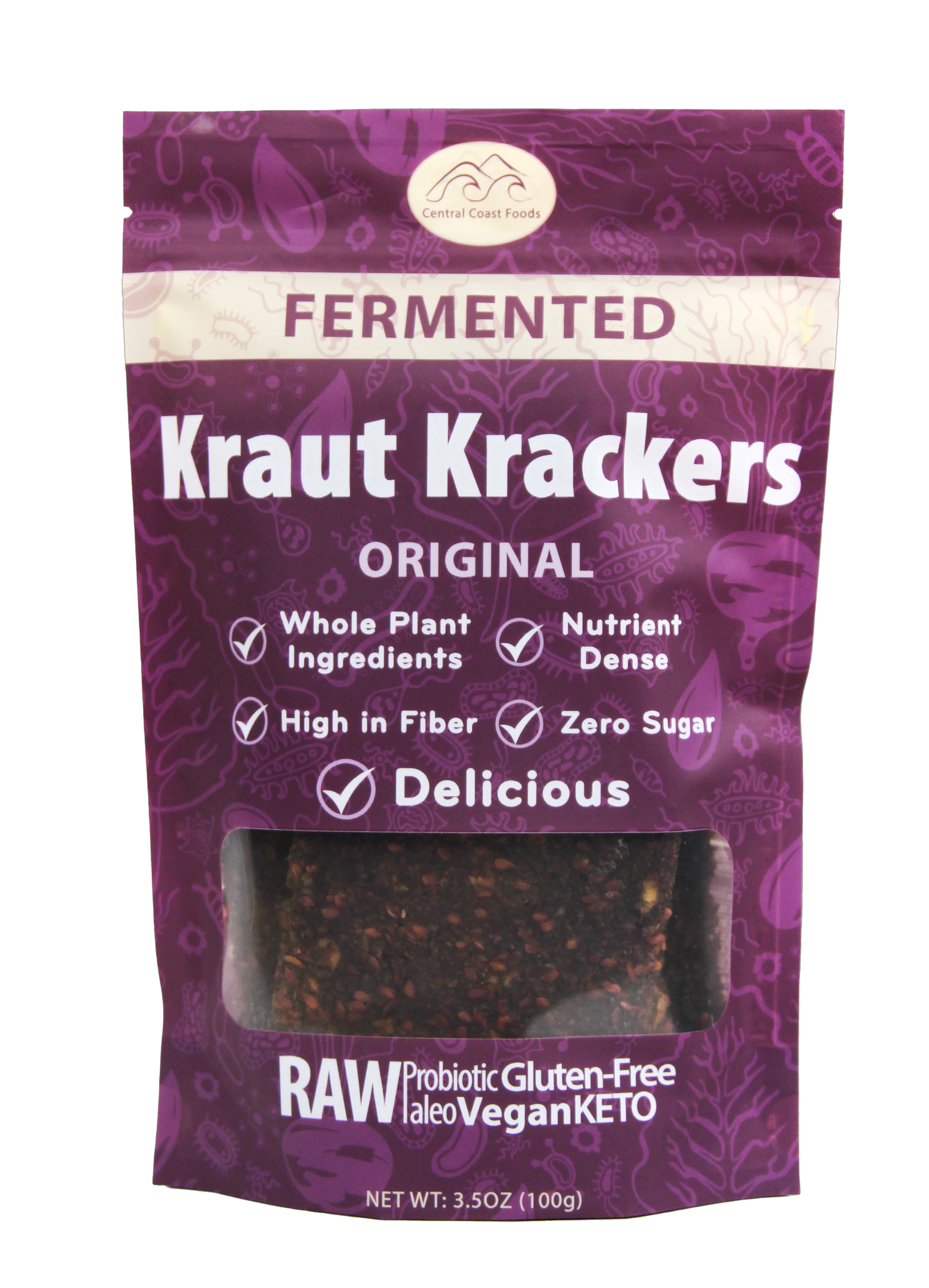 Front photo of a bag of Kraut Krackers
